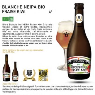 Bière Blanche  Neipa Bio Fraise Kiwi 33cl